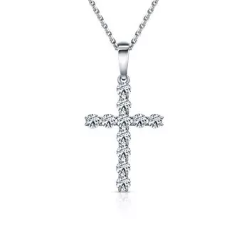 Золотой крест-подвеска с фианитами