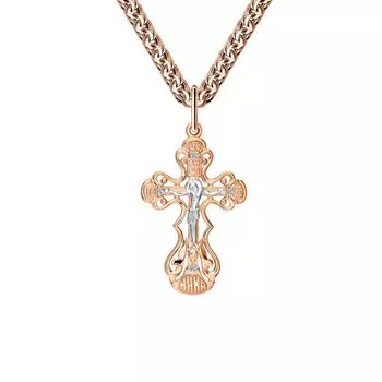 Золотой крест-подвеска с фианитами