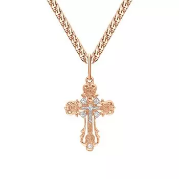 Золотой крест-подвеска с фианитами