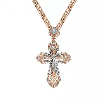 Золотой крест-подвеска с фианитами