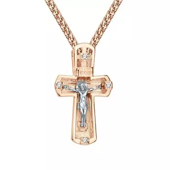 Золотой крест-подвеска с фианитами