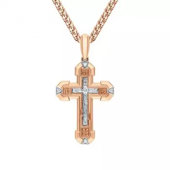 Золотой крест-подвеска с фианитами