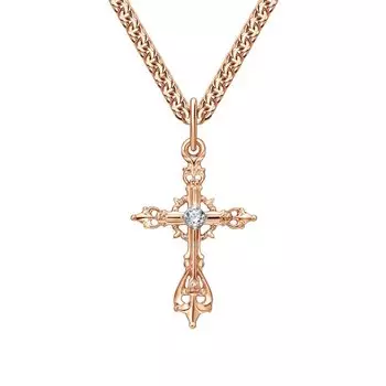 Золотой крест-подвеска с фианитом