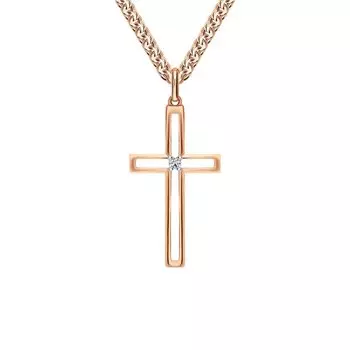 Золотой крест-подвеска с фианитом