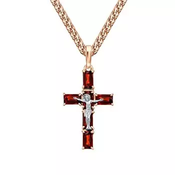 Золотой крест-подвеска с гранатами