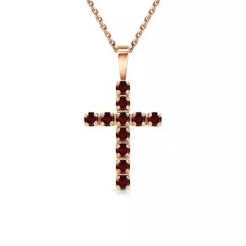 Золотой крест-подвеска с гранатами природными