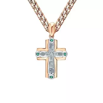 Золотой крест-подвеска с изумрудами природными
