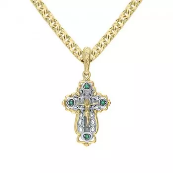 Золотой крест-подвеска с изумрудами природными
