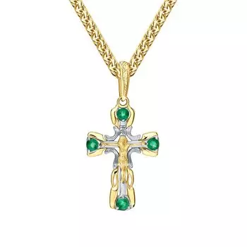 Золотой крест-подвеска с изумрудами природными
