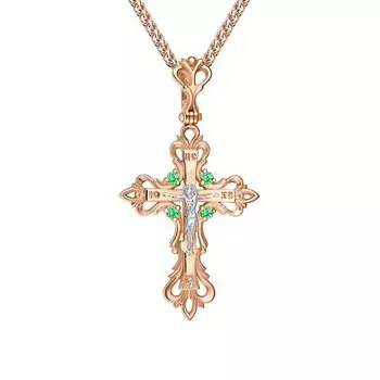 Золотой крест-подвеска с изумрудами природными