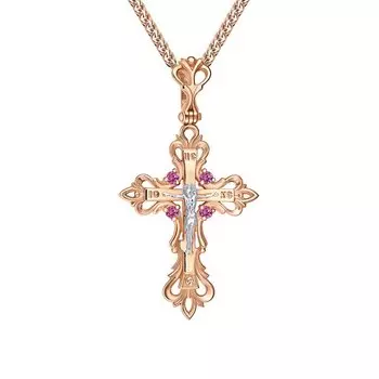 Золотой крест-подвеска с рубинами природными