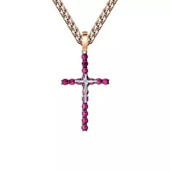 Золотой крест-подвеска с рубинами выращенными