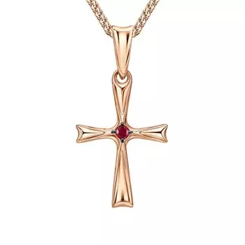 Золотой крест-подвеска с рубином природным