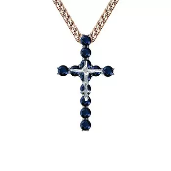 Золотой крест-подвеска с сапфирами