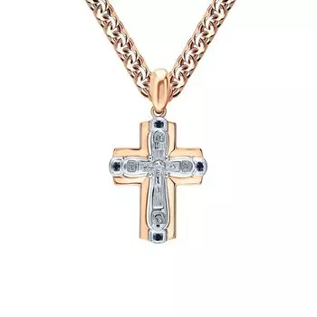 Золотой крест-подвеска с сапфирами
