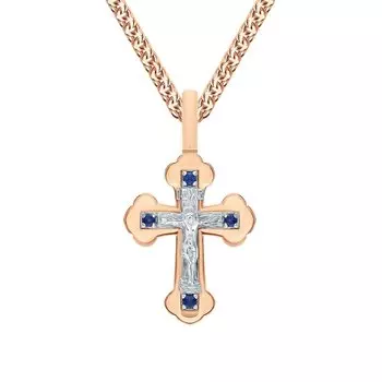 Золотой крест-подвеска с сапфирами природными
