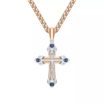 Золотой крест-подвеска с сапфирами выращенными