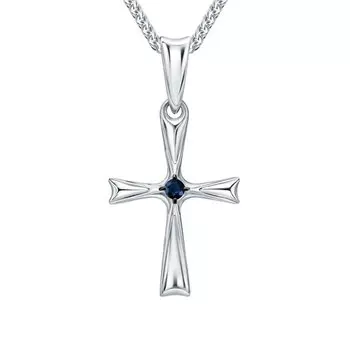 Золотой крест-подвеска с сапфиром природным