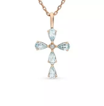 Золотой крест-подвеска с топазами природными