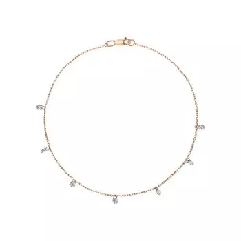 Золотой ножной браслет с фианитами