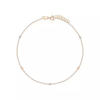 Золотой ножной браслет с фианитами