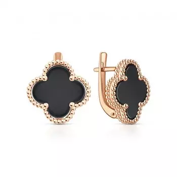 Золотые серьги с агатами природными