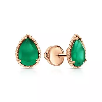 Золотые серьги с агатами природными