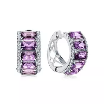 Золотые серьги с аметистами и бриллиантами