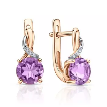 Золотые серьги с аметистами и бриллиантами