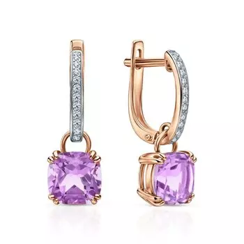 Золотые серьги с аметистами и бриллиантами