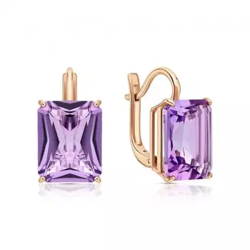 Золотые серьги с аметистами природными