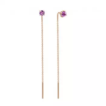 Золотые серьги с аметистами природными