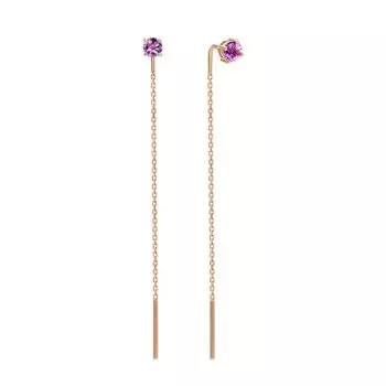 Золотые серьги с аметистами природными