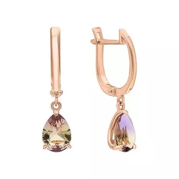 Золотые серьги с аметринами гитротермальными