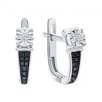 Золотые серьги с бриллиантами черными природными