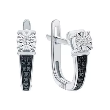 Золотые серьги с бриллиантами черными природными