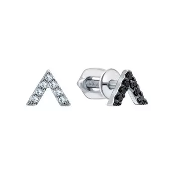 Золотые серьги с бриллиантами черными природными