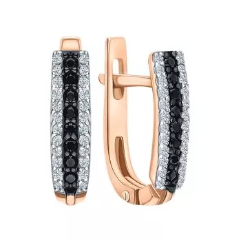 Золотые серьги с бриллиантами черными природными