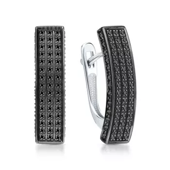 Золотые серьги с бриллиантами чёрными природными