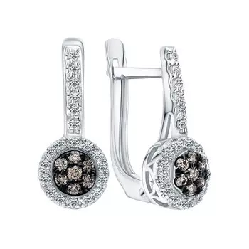 Золотые серьги с бриллиантами коньячными природными