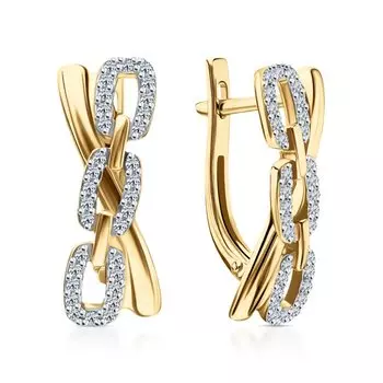 Золотые серьги с бриллиантами природными