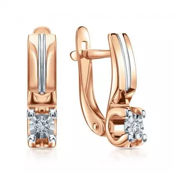 Золотые серьги с бриллиантами природными