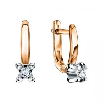 Золотые серьги с бриллиантами природными