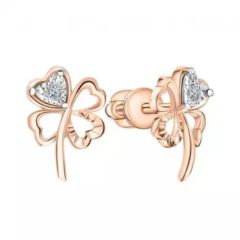 Золотые серьги с бриллиантами природными