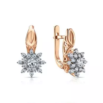 Золотые серьги с бриллиантами природными