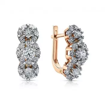 Золотые серьги с бриллиантами природными