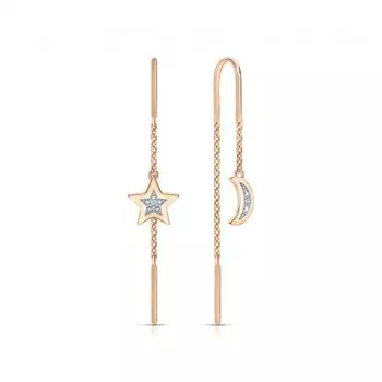 Золотые серьги с бриллиантами природными