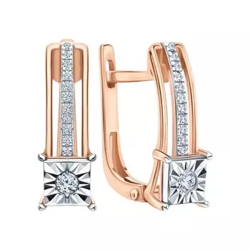 Золотые серьги с бриллиантами природными