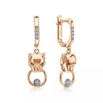 Золотые серьги с бриллиантами природными