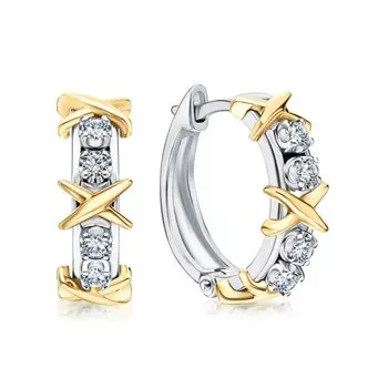 Золотые серьги с бриллиантами природными